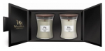 K&uuml;&uuml;nal, komplekt, l&otilde;hna WoodWick Gift Set Fireside/Linen, 65 h, 2 tk, Valge v./Must v.