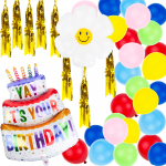 &Otilde;hupallide komplekt erikujuga/&uuml;mmargune Happy Birthday, mitmev&auml;rviline