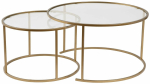 Kohvilaud Nordure Aurum, l&auml;bipaistev v./kuldne v., 60 - 80 cm x 80 cm x 39 - 43 cm, 2 tk