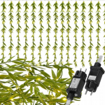 LED valguskardin Springos Artificial Ruscus Leaves, 5.85 m, soe valge v., 200 LED, L&auml;bipaistev v./Roheline v.