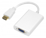 Adapter Deltaco Baltic, HDMI/VGA, 20 cm, valge
