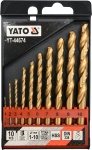 Metallist puurikomplekt Yato YT-44674, teras/roostevaba teras, hss-tin, silindriline, 1-10 mm x 13.3 cm