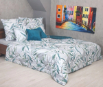 Voodipesukomplekt PBG-30, valge v./roheline v./hall v., 70 x 80 cm, 160 x 200 cm, 3 os.
