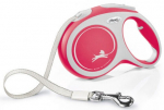 Automaatne jalutusrihm Flexi New Comfort Tape, valge v./punane v., L 5m