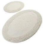 Vannitoamattide komplekt Foutastic Piante Oval 359CHL1651, valge v./beež v., 100 cm x 60 cm