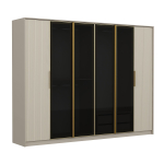 Riidekapp Kalune Design Luxe 7937, kuld v./valge v./tumehall v., 52 cm x 270 cm x 210 cm