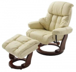 Tugitool koos jalatoega MC Akcent Calgary 64023CK5, kreemjasvalge, 91 cm x 90 cm x 104 cm
