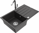 K&ouml;&ouml;givalamu koos kraaniga Mexen Bruno, graniit, 79 cm x 49 cm x 20 cm, must/kroom