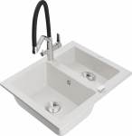 K&ouml;&ouml;givalamu koos kraaniga Mexen Carlos Duo, graniit, 58.2 cm x 47.5 cm x 17.7 cm, valge/h&otilde;be/must