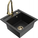 K&ouml;&ouml;givalamu koos kraaniga Mexen Vito, vaik/graniit, 49 cm x 52 cm x 21 cm, metallic black/silver+gold v.