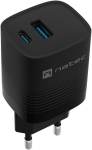 Telefoni laadija Natec NUC-2141, USB Type C/USB Type A, must v., 30 W