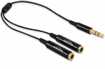 Juhe Delock 3.5 mm 3 pin audio stereo, 3.5 mm stereo male x2, 0.25 m, must v.
