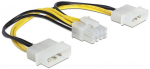 Juhe Delock EPS 8 pin, 4 pin Molex male x 2, 0.15 m