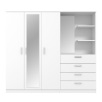 Riidekapp Forte PXRS741-120, valge v., 199 cm x 52.7 cm x 181 cm, peegliga