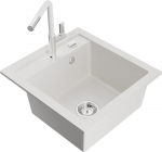 K&ouml;&ouml;givalamu koos kraaniga Mexen Vito, graniit, 49 cm x 52 cm x 21 cm, valge/kroomi