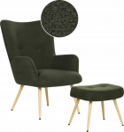 Tugitool koos jalatoega Beliani Vejle, tumeroheline v., 78 cm x 81 cm x 100 cm