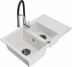 K&ouml;&ouml;givalamu koos kraaniga Mexen Gaspar White+Black/Chrome, graniit, 73 cm x 47 cm x 17.7 cm, white+black/chrome