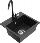 K&ouml;&ouml;givalamu koos kraaniga Mexen Milo, graniit, 43.5 cm x 41 cm x 17.1 cm, metallic black/silver+black