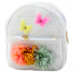 Laste seljakott, lillede ja liblikatega, beež v., 18 cm x 7 cm x 20 cm