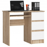 Kirjutuslaud sahtlitega, parempoolne Akord Furniture Factory A-6, 90 cm x 50 cm, 77 cm, valge v./sonoma tamm v.