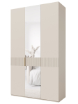 Riidekapp MN Soreno, kreemjasvalge, 135 cm x 60 cm x 237 cm, peegliga