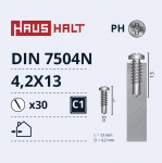 Isekeermestavad kruvid Haushalt DIN 7504N, 4.2 mm x 13 mm, 30 tk