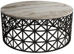 Kohvilaud Kalune Design Selin Metal Ferforje, valge v./must v., 90 cm x 90 cm x 38 cm