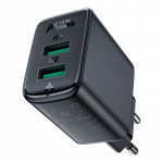 Telefoni laadija AceFast A33 QC18W 2xUSB-A, USB-A, must v., 18 W