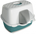 Suletud kassitualett Zolux Chic Outdoor 590008VER, valge v./roheline v., avatud, 56 cm x 54.5 cm x 39 cm