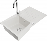 K&ouml;&ouml;givalamu koos kraaniga Mexen Cesar, graniit, 77.5 cm x 47 cm x 18 cm, valge/kroom