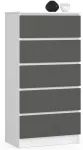 Kummut Akord Furniture Factory K60 OP0LK-6BIASZAR004, valge v./hall v., 121 cm x 40 cm x 60 cm