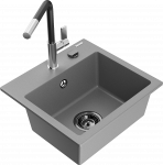 K&ouml;&ouml;givalamu koos kraaniga Mexen Milo Flora, graniit, 43.5 cm x 41 cm x 17.1 cm, must/hall/kroom