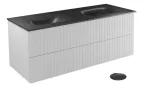 Vannitoakapp valamuga Besco Akya Linea, valge v./must v./hall v., 52.5 cm x 131 cm x 50.7 cm