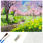 Maalimine numbrite j&auml;rgi, maastik, sinine/roheline/roosa