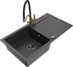 K&ouml;&ouml;givalamu koos kraaniga Mexen Leo, vaik/graniit, 90 cm x 50 cm x 19 cm, valge/must