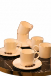Tassid alustassiga Hermia MCH10450, 0.1 l, portselan, kuldne v./valge v., 12 tk.
