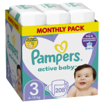 M&auml;hkmed Pampers Active Baby, 3 suurus, 6 - 10 kg, 208 tk