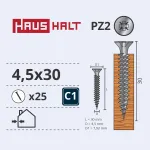 Puidukruvi, universaalsed Haushalt, 4.5 x 30 mm, valge v., 25 tk