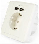 Pistikupesa EnerGenie EG-ACU2A2-01, maandusega, valge