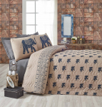 Voodikate Mijolnir Set Fil 143EPJ9665, sinine v./hele pruun v., 220 cm x 200 cm