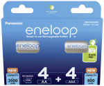 Laetav aku Panasonic Eneloop 4 x AA 2000mAh + 4 x AAA 8mAh, 2000 mAh, 8 tk