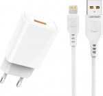 Telefoni laadija Denmen DC01, USB, 100 cm, valge v., 12 W