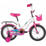 Lisaratastega laste jalgratas Novatrack Tetris, valge/roosa, 14"