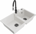 K&ouml;&ouml;givalamu koos kraaniga Mexen Tomas, graniit, 80 cm x 50 cm x 19 cm, valge/must