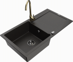 K&ouml;&ouml;givalamu koos kraaniga Mexen Leo Metallic black/gold+Gold, graniit, 90 cm x 50 cm x 19 cm, metallic black/gold+gold