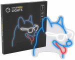 Dekoratsioon "Koer" Manta Style Neon Lights LED-valgustusega, 28 cm, sinine v./valge v./punane v.