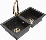 K&ouml;&ouml;givalamu koos kraaniga Mexen Mario Elia, graniit, 82 cm x 43.6 cm x 16.1 cm, kuldne/must