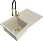 K&ouml;&ouml;givalamu koos kraaniga Mexen Cesar, graniit, 77.5 cm x 47 cm x 20 cm, beige+black/gold