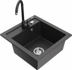 K&ouml;&ouml;givalamu koos kraaniga Mexen Vito, graniit, 52 cm x 49 cm x 21 cm, black granite+black