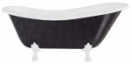 Vann, sisseehitatav Besco Otylia Glam, 160 cm x 77 cm x 69.5 cm, ovaalne, valge/grafiit